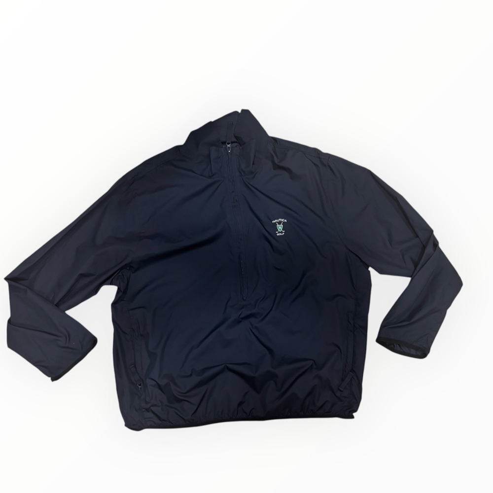Vintage Nautica Golf Navy Blue Full-Zip Windbreaker Jacket Outerwear